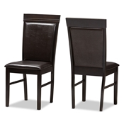 Baxton Studio Thea Modern and Contemporary Dark Brown Faux Leather Upholstered Dining Chair Set of 2
